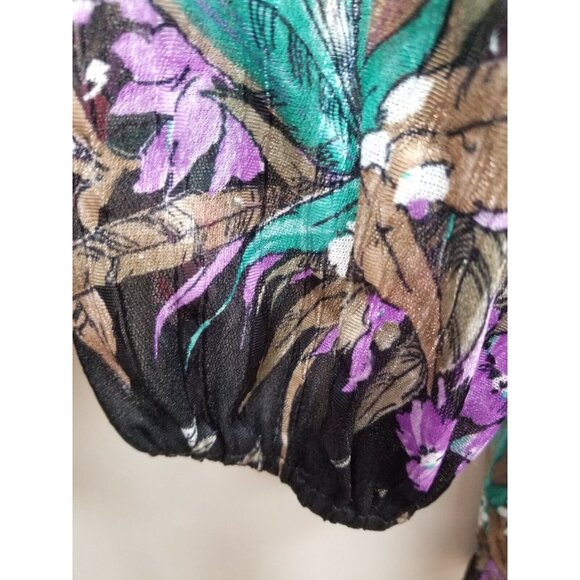 Vintage Risa Ann New York Womens Floral Sheer Top Size 18 1/2 Black 3/4 Sleeve - Picture 6 of 10